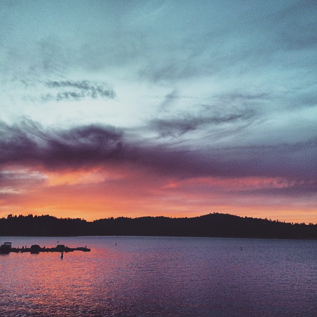 Pretty hot pink sunset over the lake