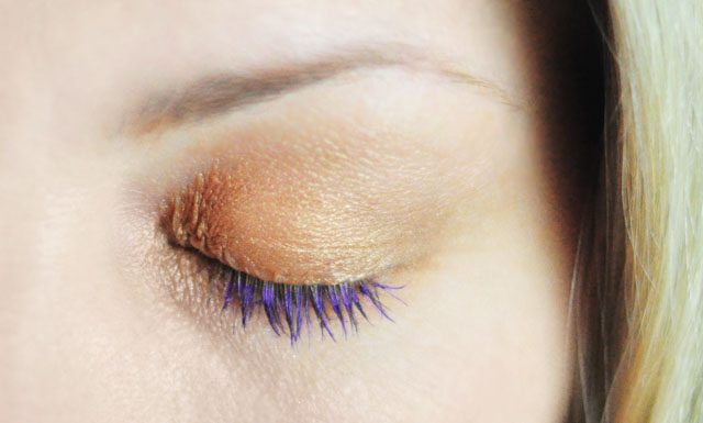 Purple Mascara + Gold Shimmer eye shadow