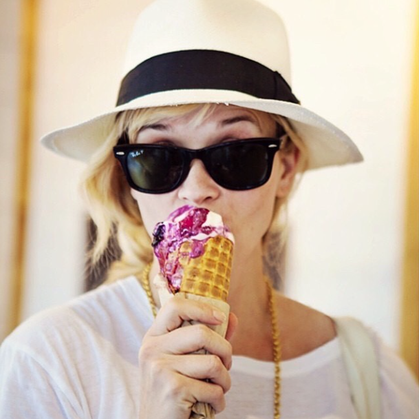 Reese Witherspoon eating an ice cream