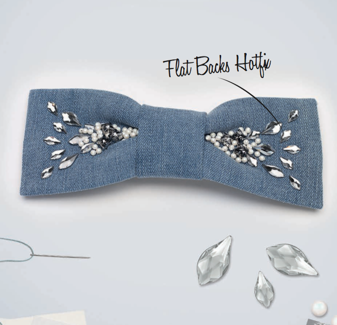 DIY Denim Crystals hair bow