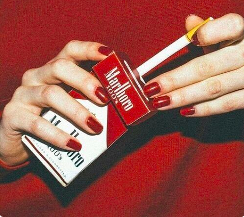 cigarettes_red nails_red dress