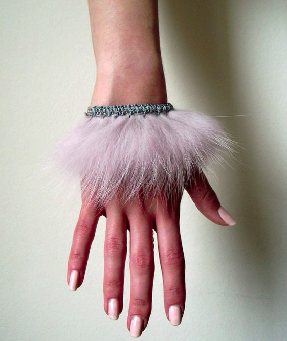 furry pink bracelet cuff