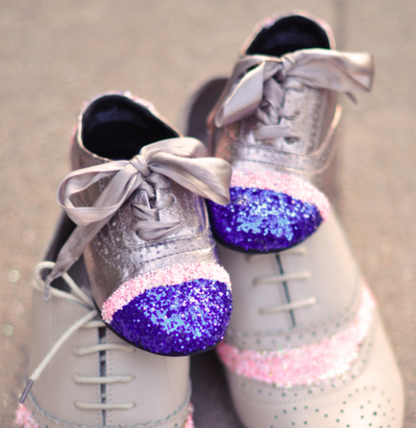 DIY Glitter Cap Toe Shoes for kids