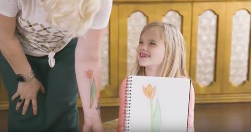 7 year old Daughter designs and tattoos mom