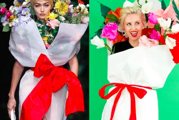 Jeremy Scott for Moschino Gigi Hadid flower bouquet halloween costume