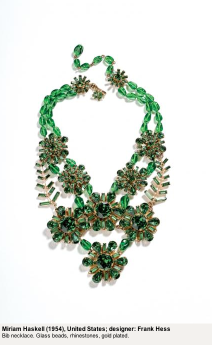 Miriam Haskell green flower bib necklace 1954