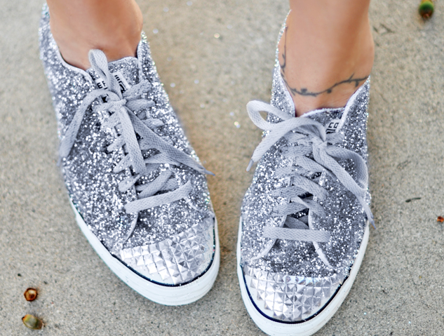 DIY Glitter Sneakers Inspired by Miu Miu Embellished Shoes