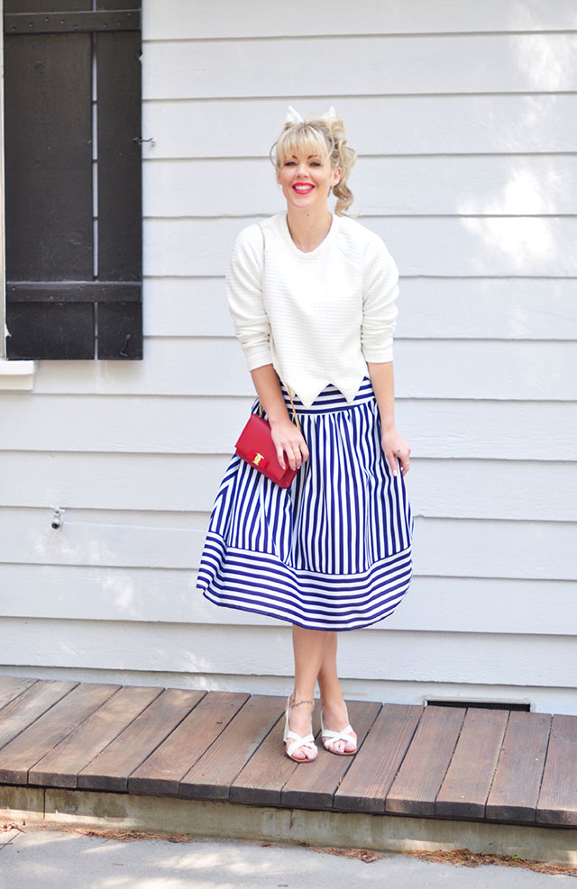 Striped midi skirt_50s modern look