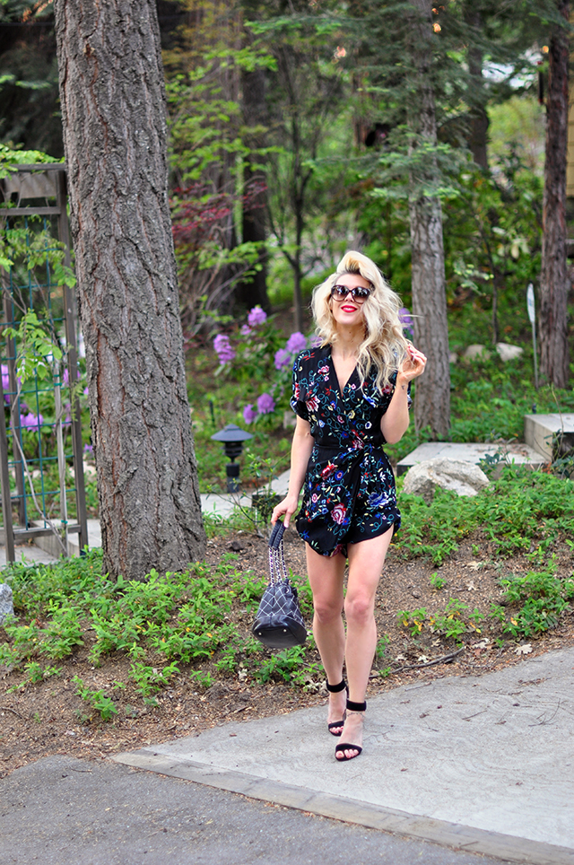 floral romper_summer style_big hair_vintage chanel