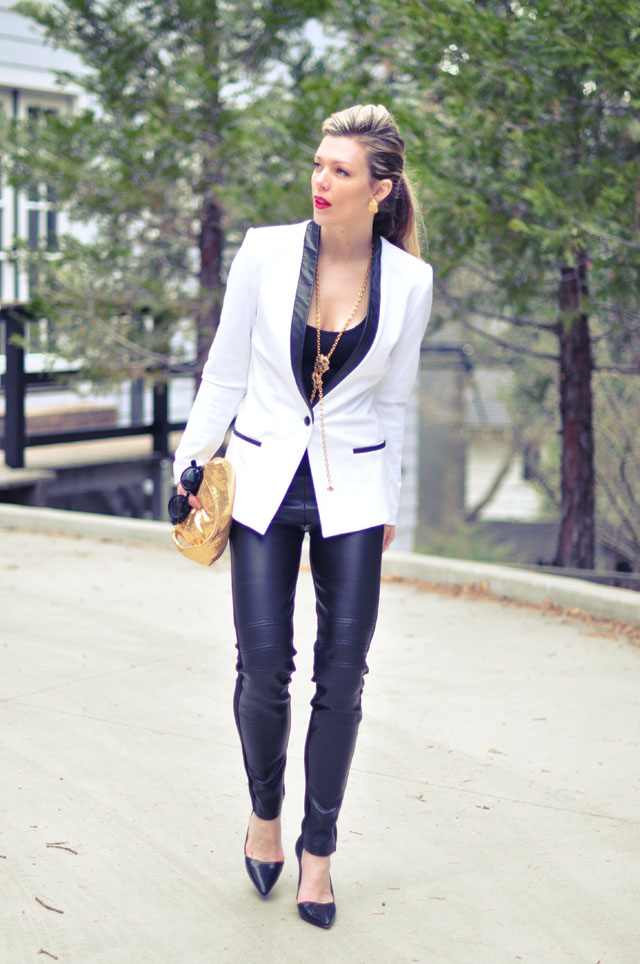 White Blazer-All Black +Gold