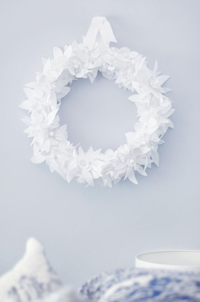 Winter white floral wreath