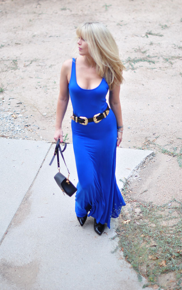 b-low the belt with blue tank dress