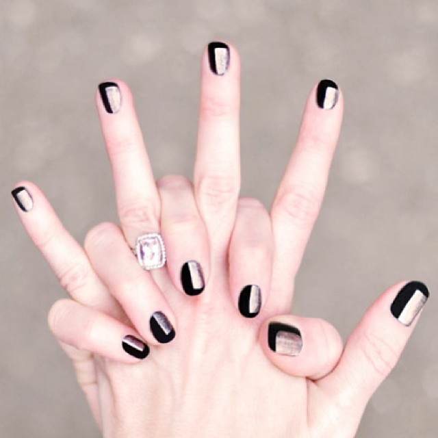 black and metallic nails