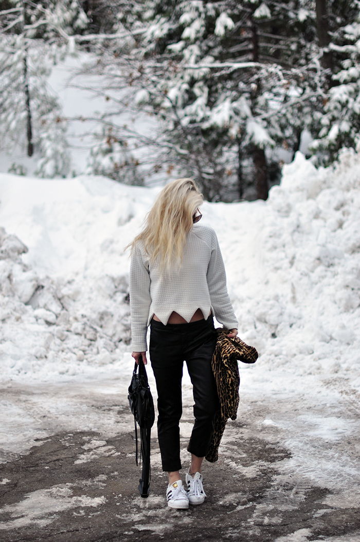 black and white in the snow_adidas superstars