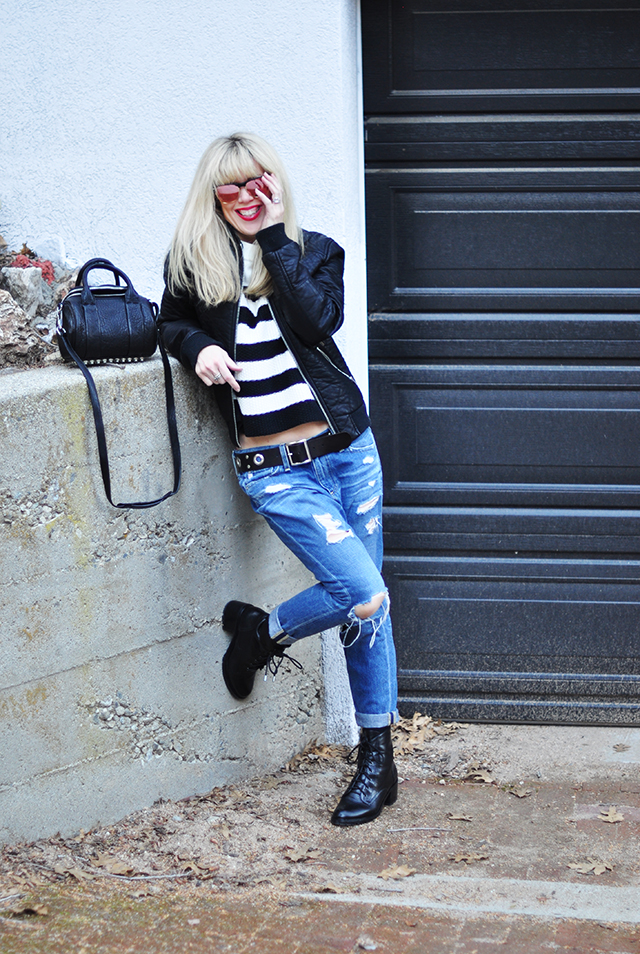 black and white outfit_boyfriend jeans