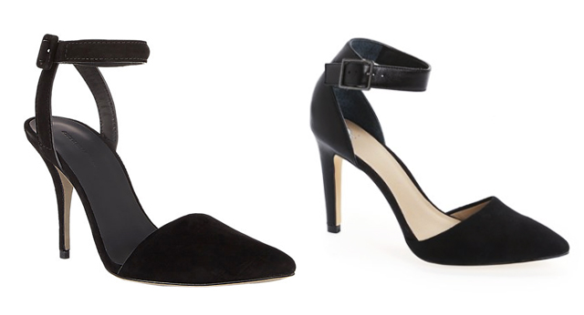 black ankle strap pumps