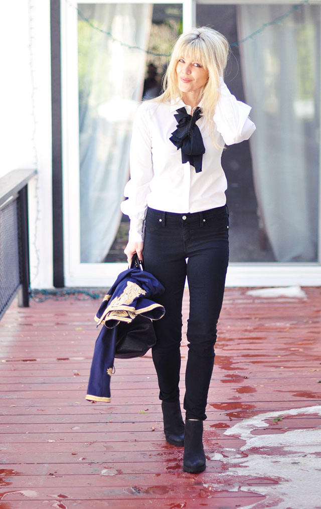 black jeans - white button down