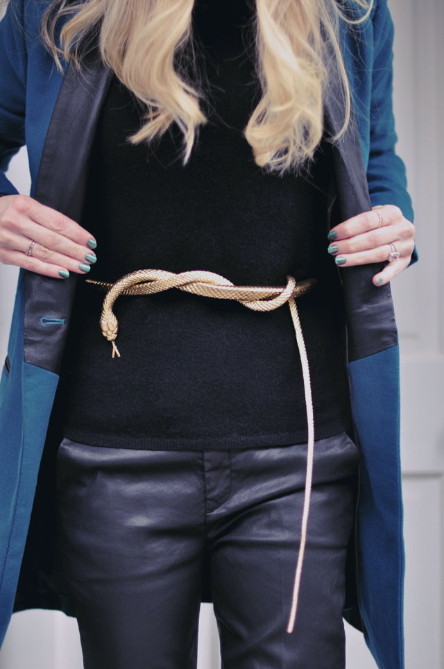 black on black - mixed textures -snake belt