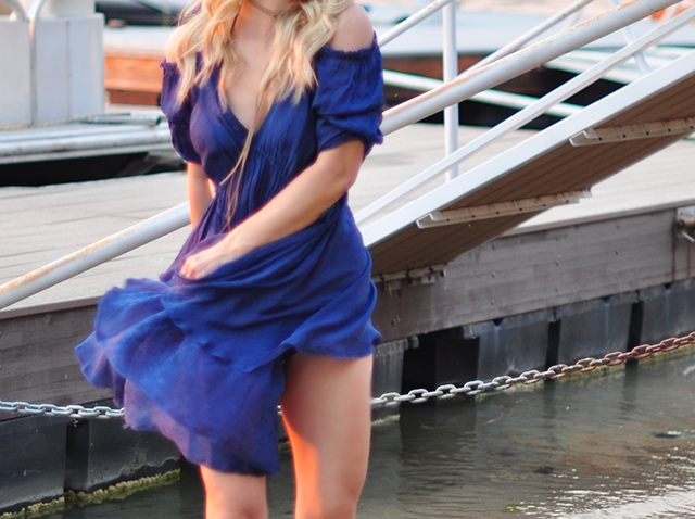 blue dress on the lake