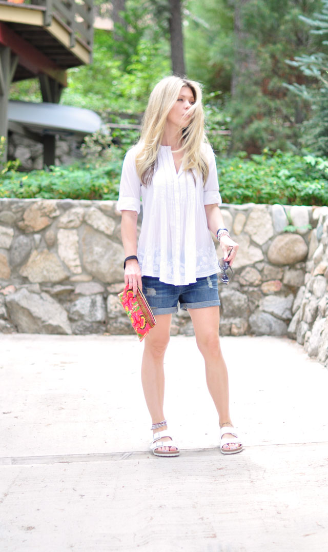 boyfriend shorts-white birkenstocks