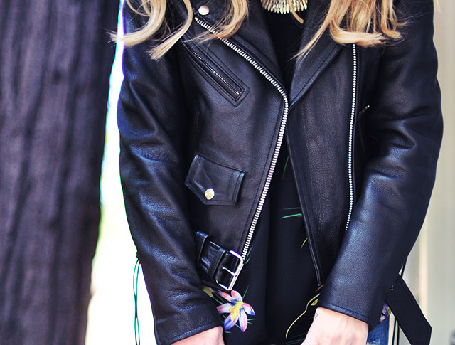 classic leather biker jacket