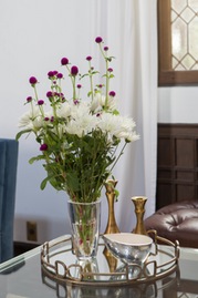 cut flowers on coffee table