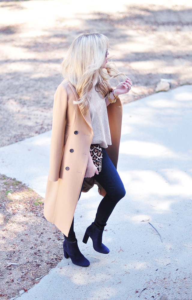 dark jeans_ ankle boots_camel coat_leopard bag