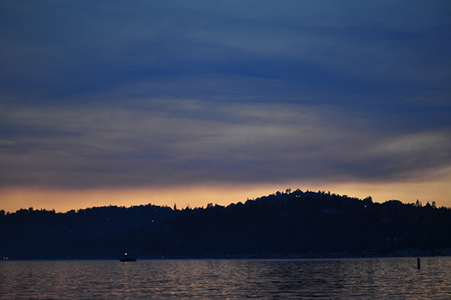 dark sunset on the water_Lake Arrowhead summer solstice