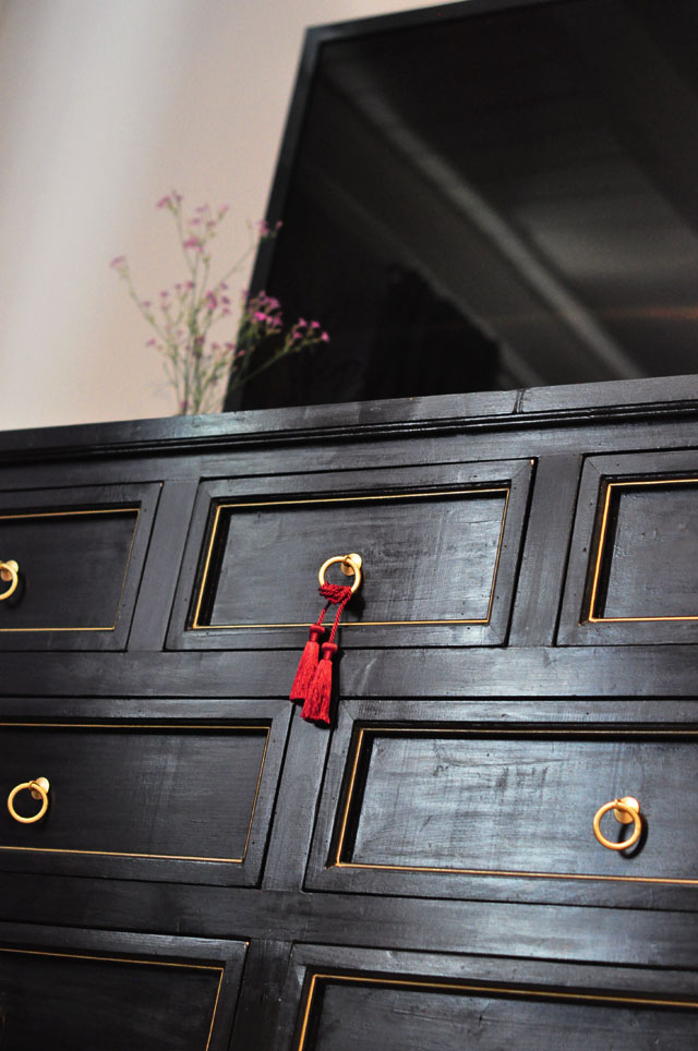 diy black and gold dresser