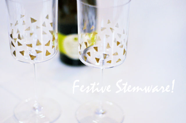 diy festive gold triangles stemware