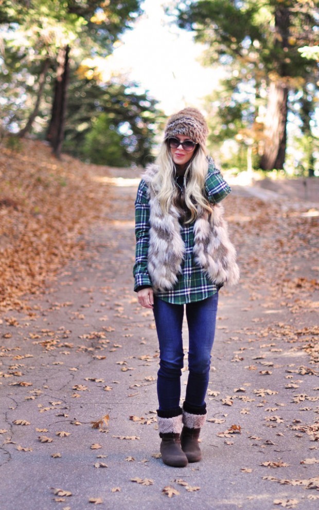 faux fur vest-winter outfit