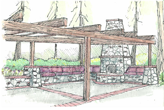 fireplace sitting area concept drawing