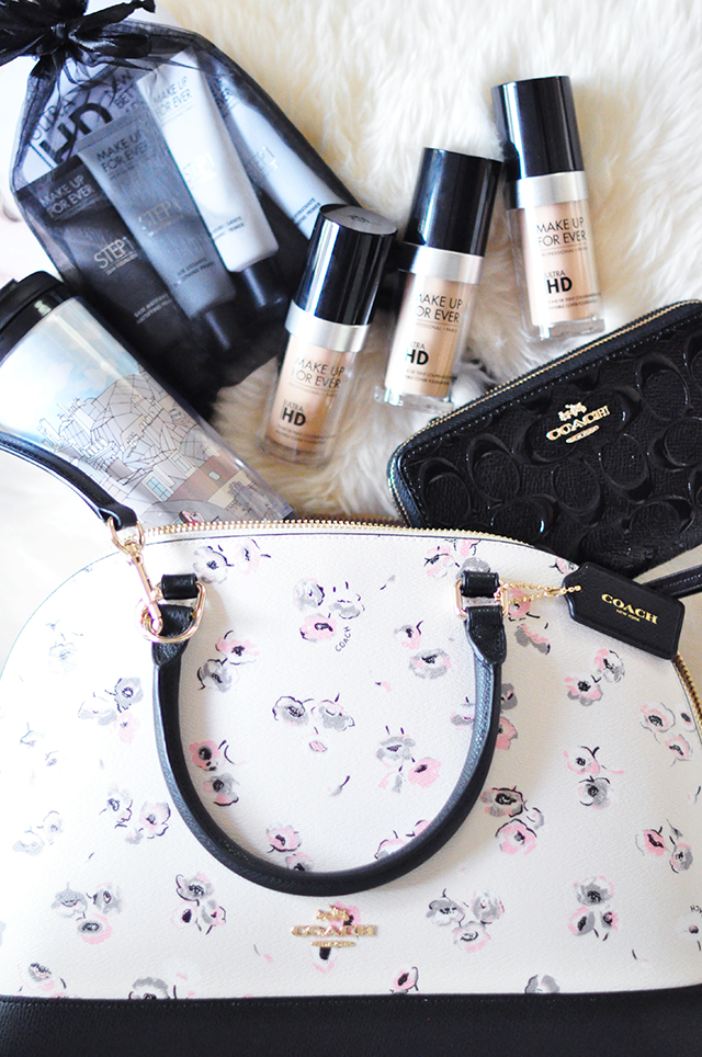 floral dome bag_coach wallet_makeup forever foundation - GIVEAWAY