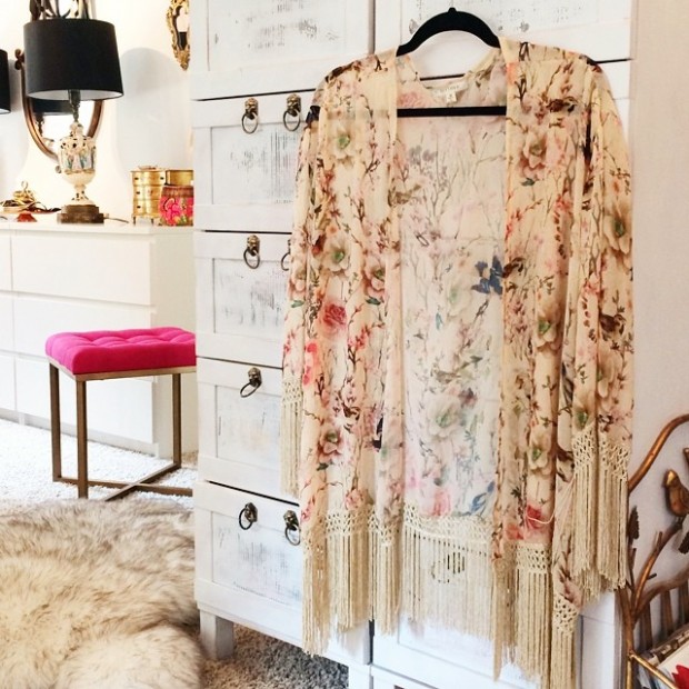 floral fringe kimono in my office