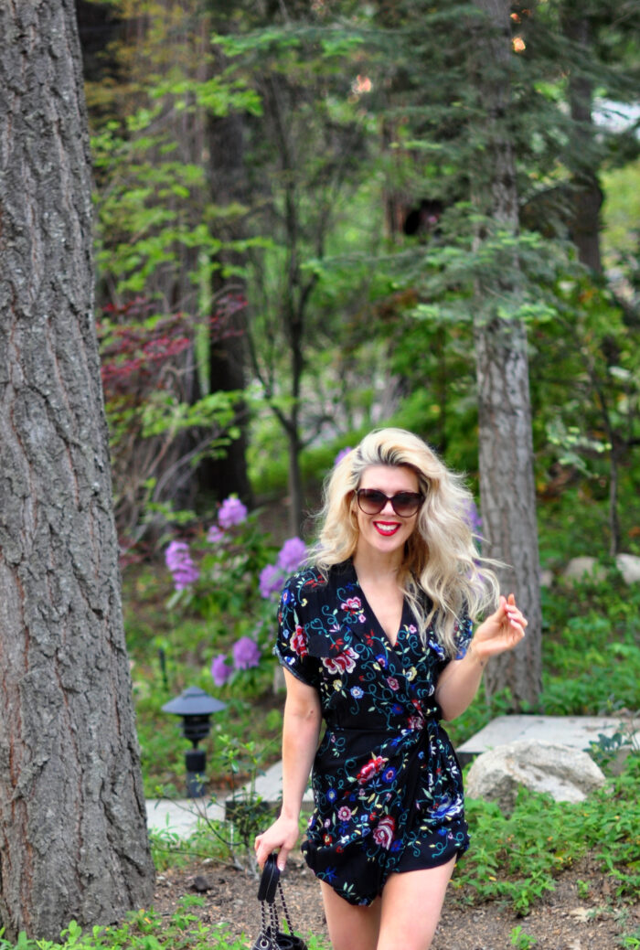 floral romper_summer style_big hair_vintage chanel