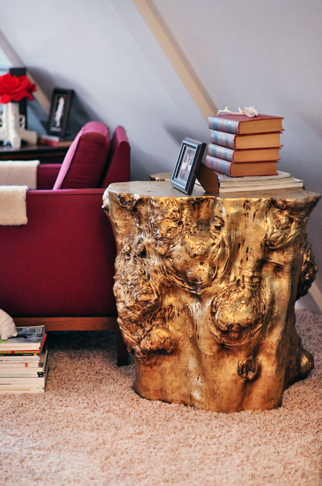 gold stump side accent table