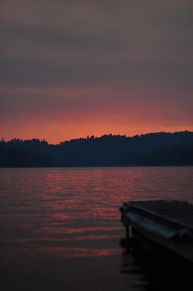 hot pink purple summer solstice sunset on Lake Arrowhead california