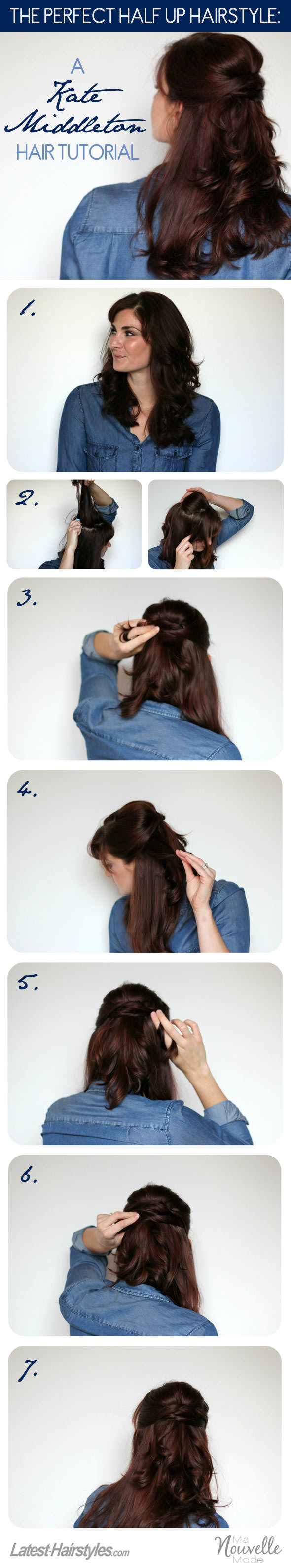 Kate Middleton's half up hair style tutorial