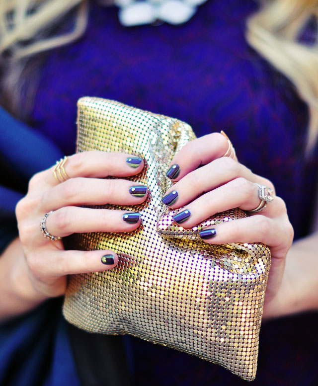 jewel tones manicure - green and purple nails