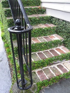 landscaping - brick with greenery in between steps