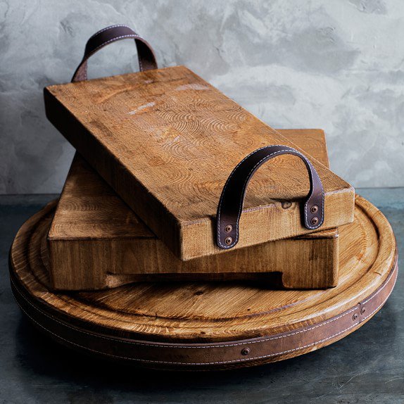 DIY Cutting Board with Leather Handles