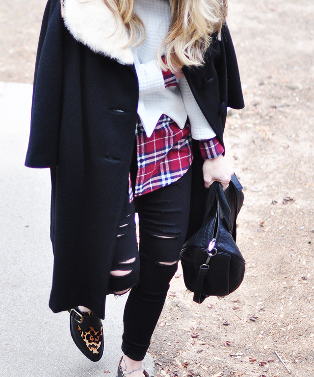 leopard creepers_plaid flannel_ripped skinnies_vintage coat