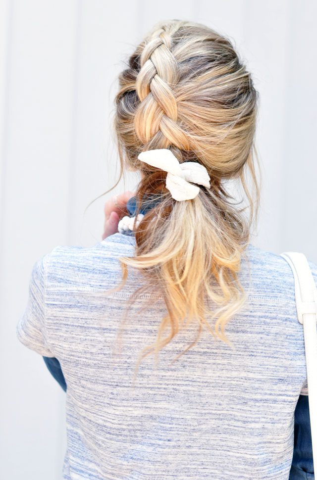 loose french braid pony tail