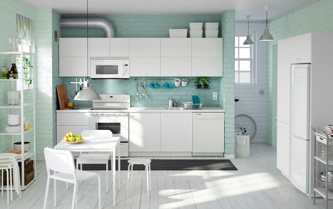 mint and white kitchen