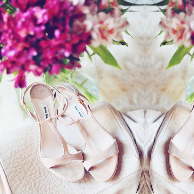 miu miu heels and flowers