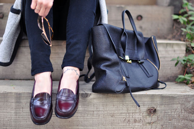 oxford loafers+phillip lim pashli bag