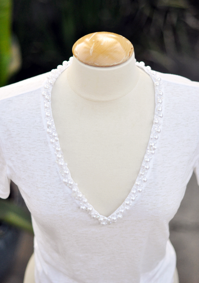 pearl v-neck diy