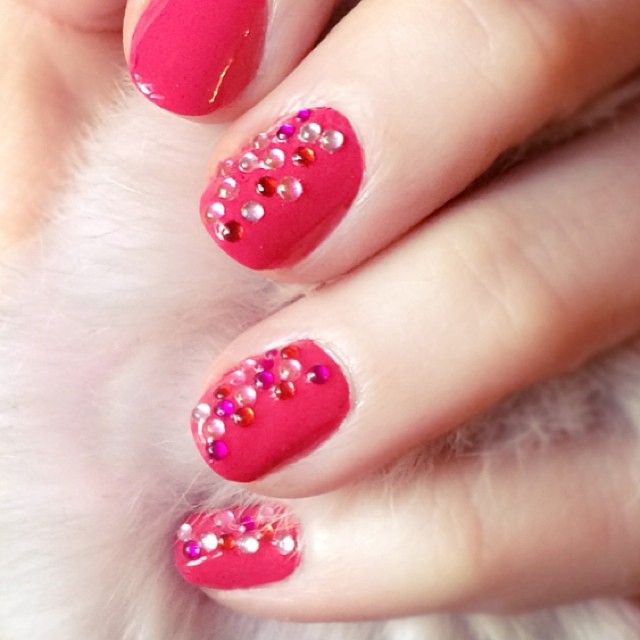 pink bejeweled nails