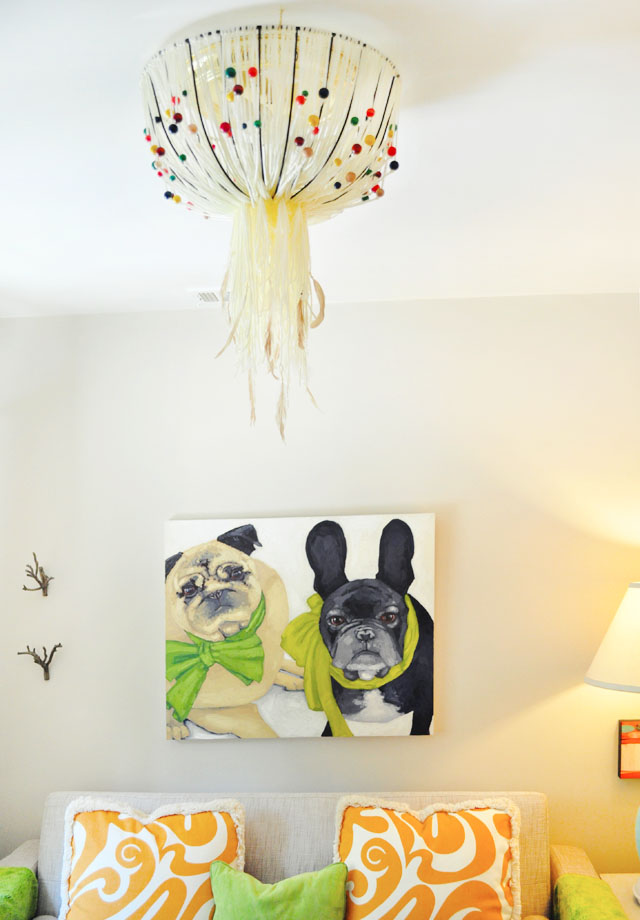 reading room- custom dog painting-DIY pendant lamp