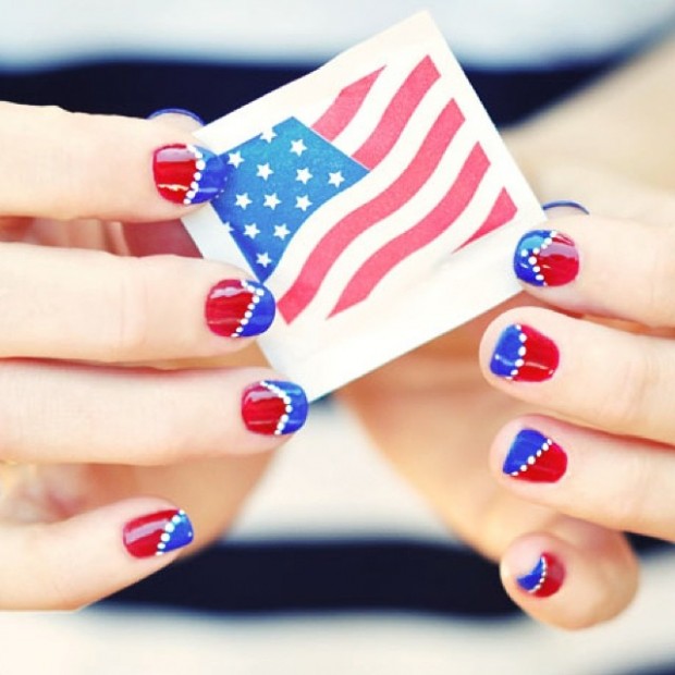 red white and blue nails